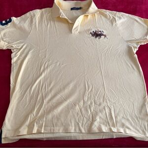 Ralph Lauren mens big & tall 3XB Light Yellow Polo Shirt front & back embroidery